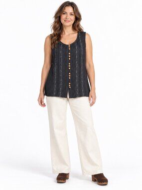 Saint Lori Sleeveless Top Size L Black Lace Detail